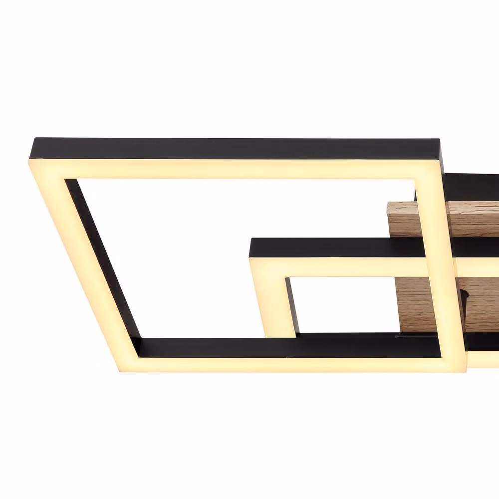 Netlighting Bossy Rectangular Semi Flush Ceiling Light in Matt Black with 3x LED Warm White 3000K – 2