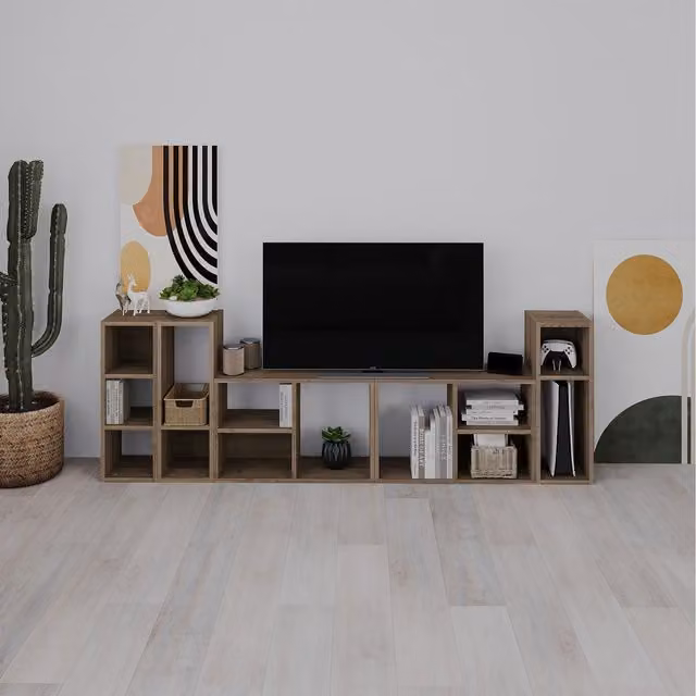 Decortie Combayn Modern Freestanding Bookcase Shelving Unit in Brown