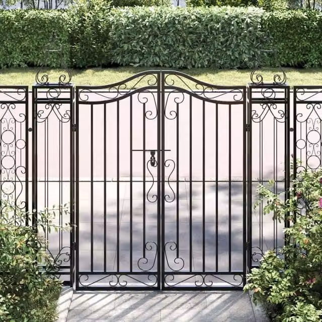 Berkfield Home Black Wrought Iron Swing Garden Gate, W/D/H: 121 x 8 x 120 cm – 1