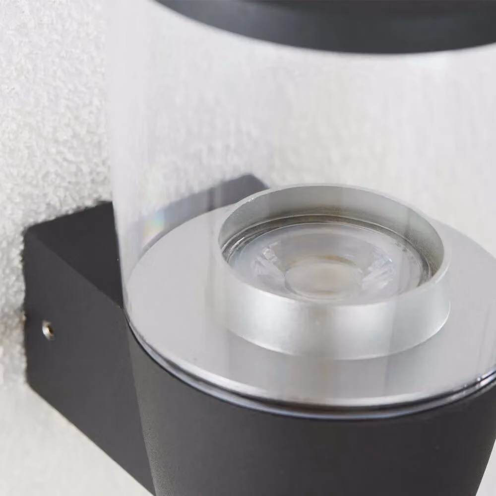 Loops 2 Pack Modern Round LED Outdoor Wall Light in Black with Cool White Light, IP44 Rated – 4