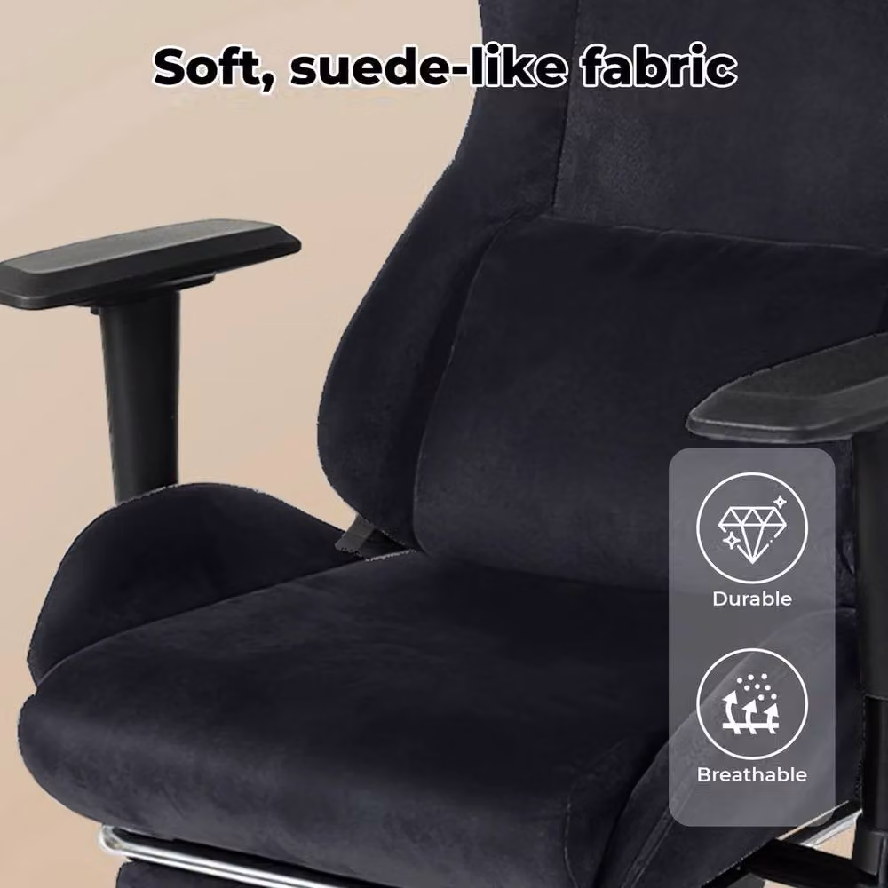 VOGREX Black Microfibre Adjustable Reclining Gaming Office Chair with Headrest and 360 Degree Swivel – 5