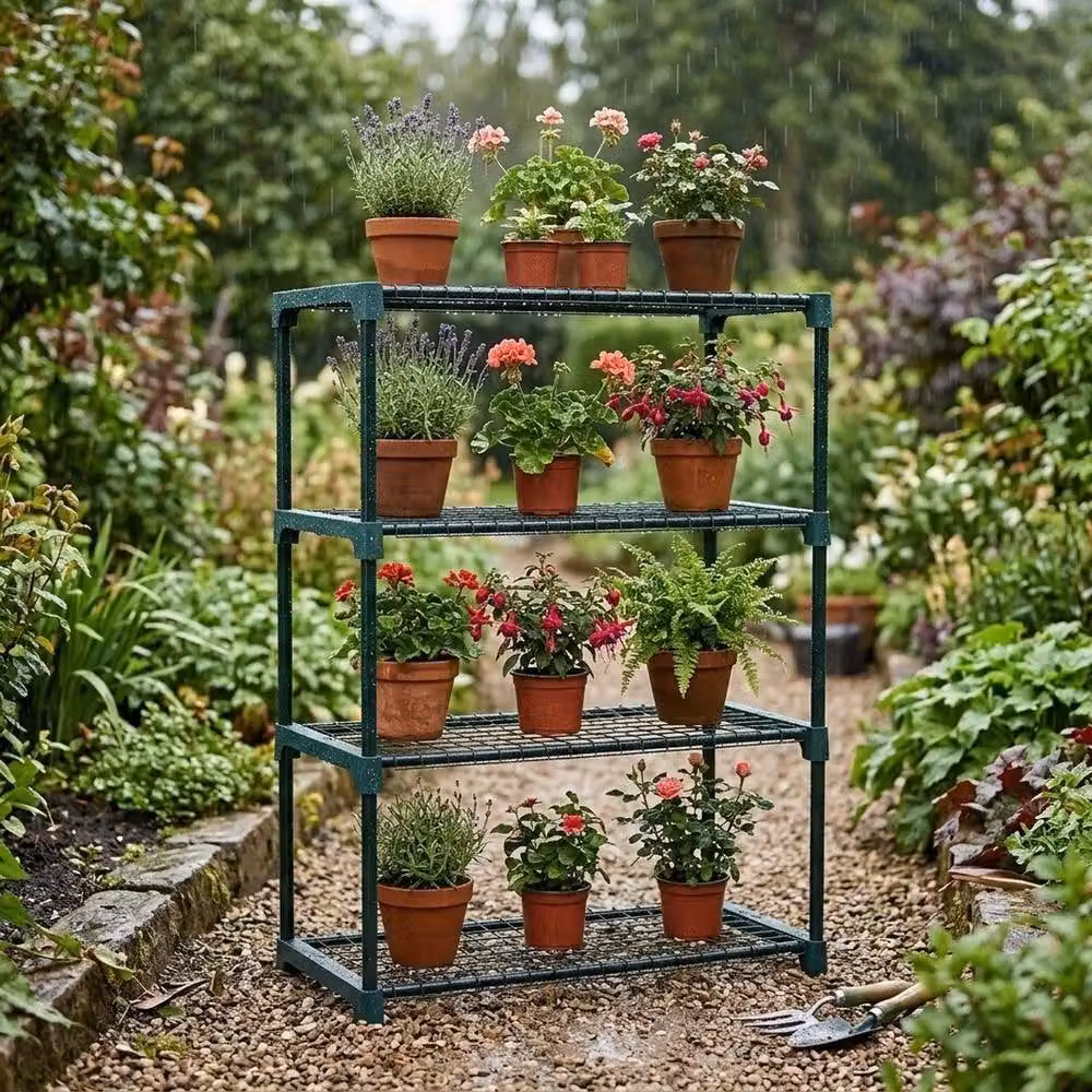 Havendro 4 Tier Green Steel Greenhouse Plant Rack and Garden Storage Display Unit – 3
