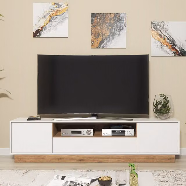 Creative Furniture Loft TV Unit, White and Oak, Width: 200 cm