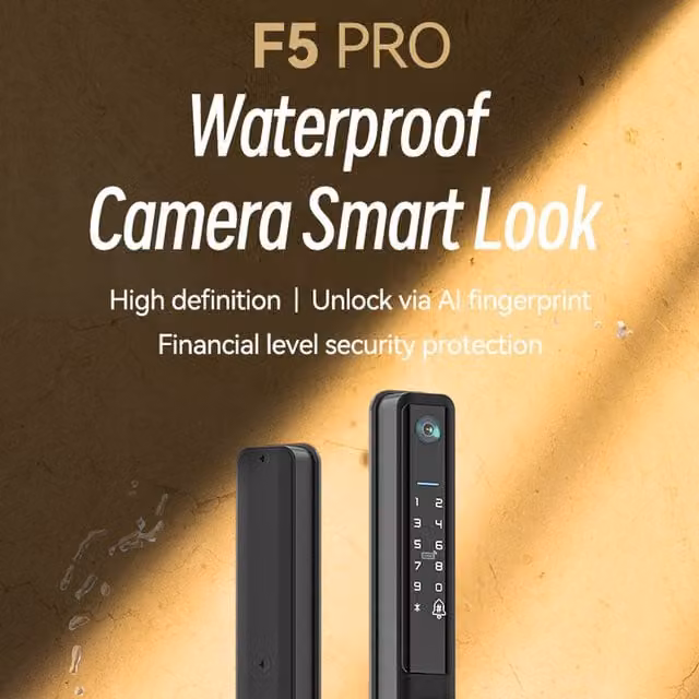 EnerJ Smart Black Smart Doorlock with Peephole Camera and Fingerprint Recognition