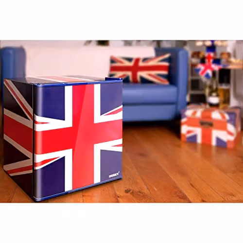 Husky 43L Union Flag Mini Fridge in Black and Multicolour – 4
