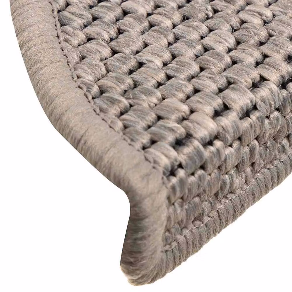 Berkfield Home Self-adhesive Sisal-Look Stair Mats, 15 Pieces, Taupe and Silver, W: 56 cm, D: 17 cm, H: 3 cm – 3