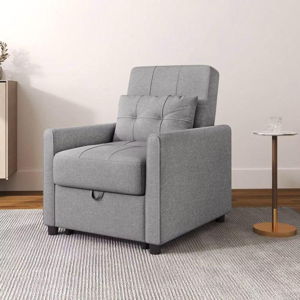 Wyld Haus Vayopa Single Sleeper Chair in Grey with Solid Wood Frame and Armrests – 3