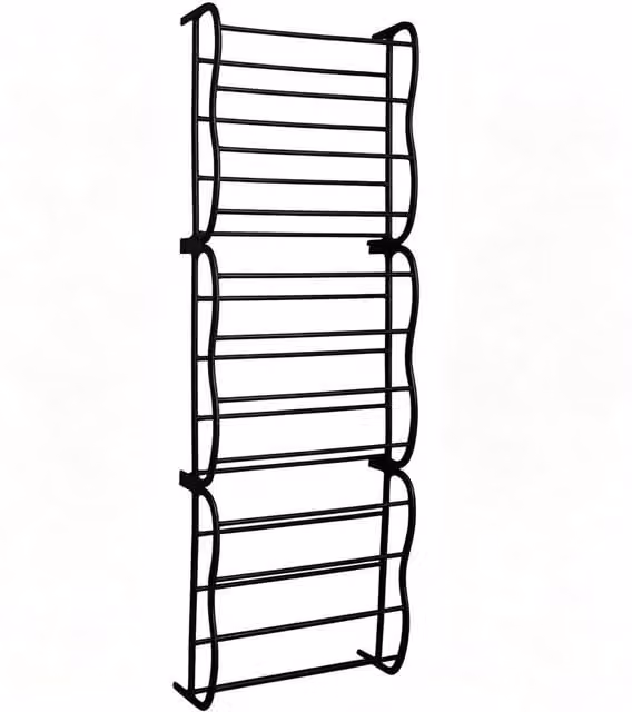 Ventryn 12 Tier Over Door Hanging Shoe Rack Storage Stand, Black, H 180.0 x W 57.0 x D 19.0 cm – 1