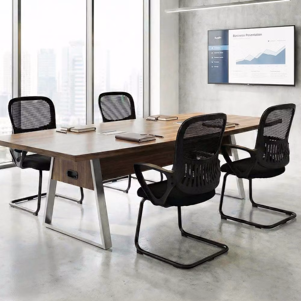 Costway Set of 2 Black Mesh Back Office Guest Chairs with Storage Basket and Cantilever Base – 9