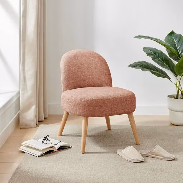 FurnitureboxUK Minnie Fabric Accent Chair in Terracotta with Solid Wood Frame