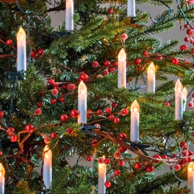Samuel Alexander 12m Set of 50 White Taper Christmas Tree Candle Lights with Timer and Flicker Effect – 2