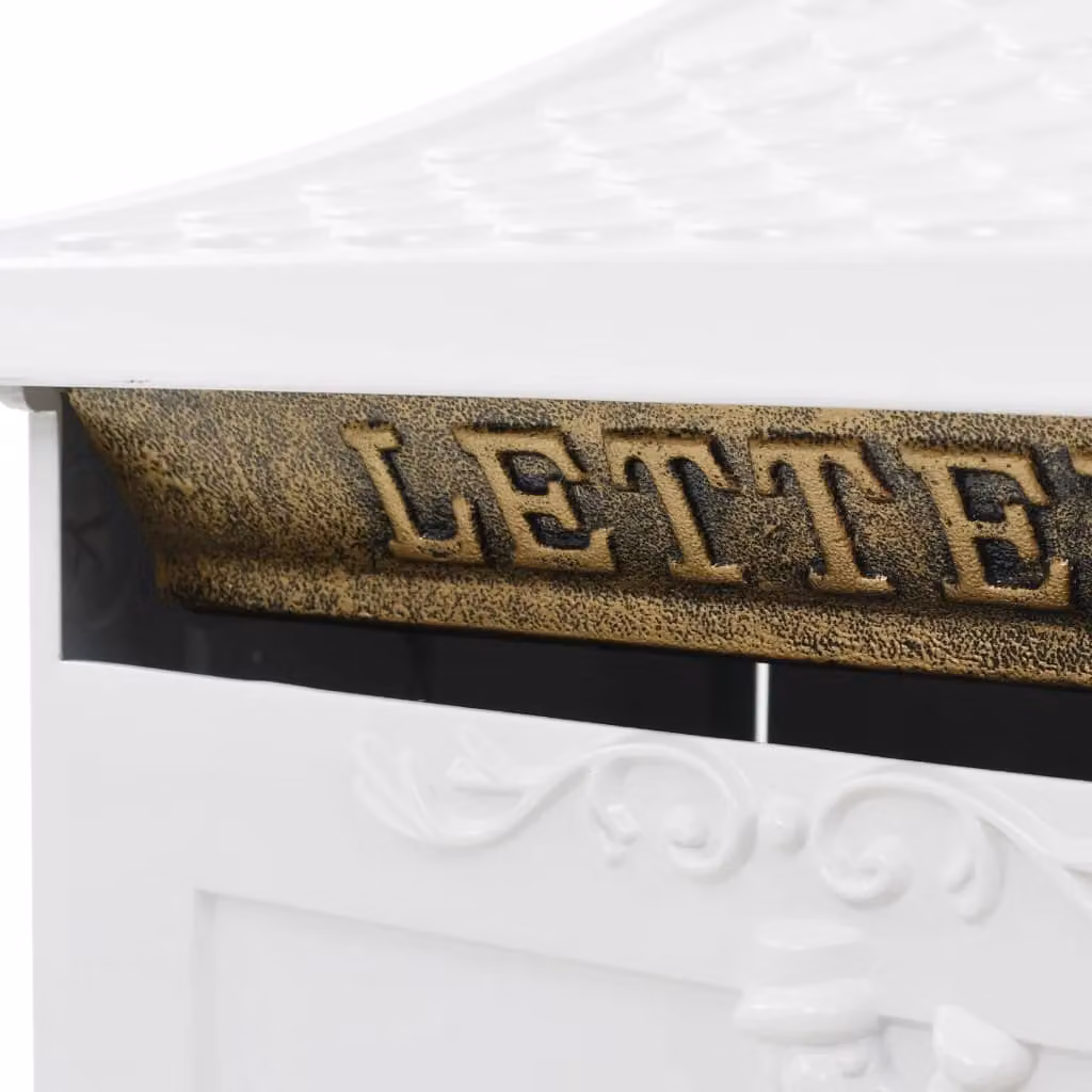Berkfield Home White Aluminium Vintage Style Rustproof Pedestal Letterbox – 3
