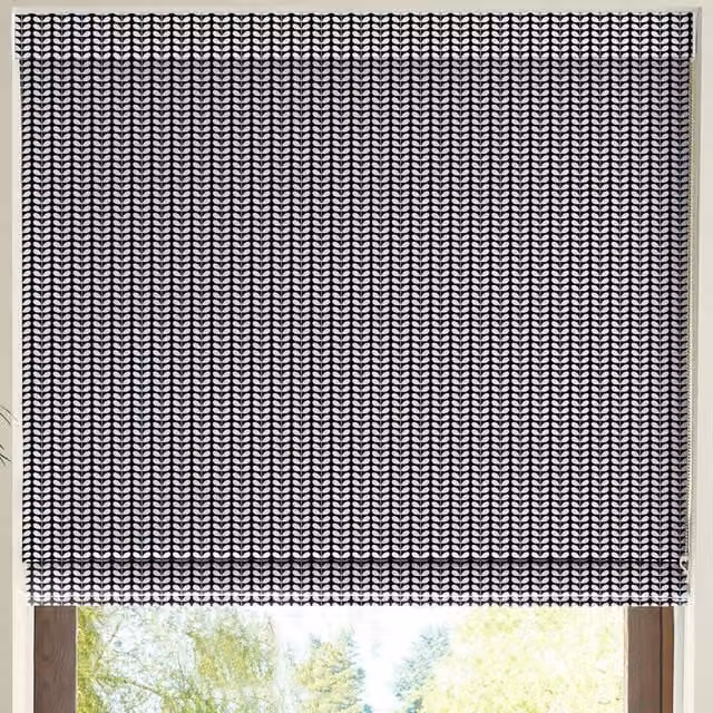 Orla Kiely Tiny Stem Made to Measure Blackout Roman Blind in Blue and Black