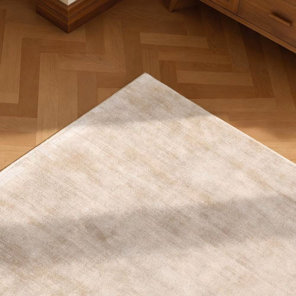 Vikosa Jane Viscose Soft Plain Rectangular Rug in Beige, W: 80 cm x L: 150 cm – 2