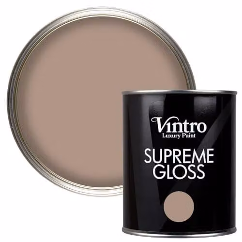 Vintro High Gloss Water Based Paint for Wood and Walls, Light Brown Cafe au Lait, 1 Litre