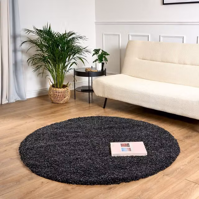 Bravich LTD California Thick Shaggy Round Rug in Green or Anthracite, Diameter: 150 cm