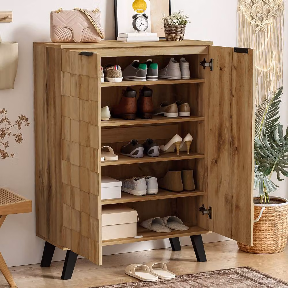 Merax Modern Shoe Cabinet with Soft-Close Hinged Doors and Internal Shelves, W/D/H: 80 x 35 x 110 cm – 3