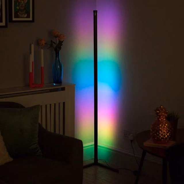 RED5 Black LED Corner Floor Light with Remote Control and RGB Effects