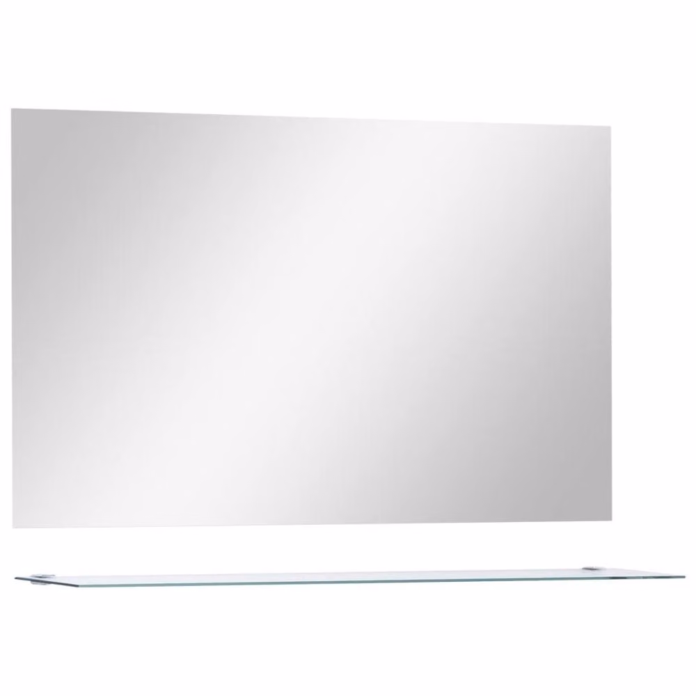 Berkfield Home Rectangular Wall Mirror with Shelf in Silver, W: 100 cm, H: 60 cm – 2