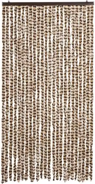 Berkfield Home Striped Chenille Soft Fly Curtain in Beige, Brown and Multicolour, W: 100 cm, H: 230 cm