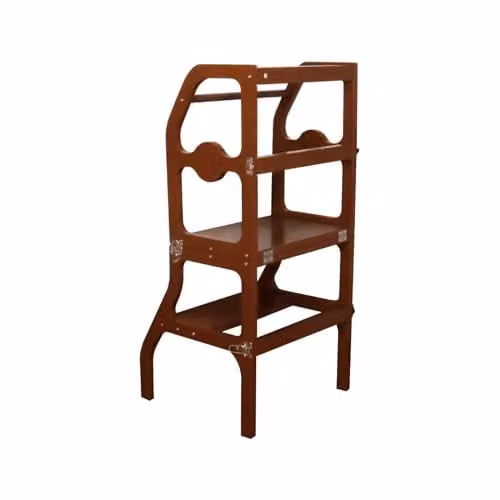 HYGRAD 2 in 1 Wooden Kids Kitchen Step Stool and Learning Tower with Safety Rail, Brown, W/D/H: 40.0 x 40.0 x 91.5 cm – 1