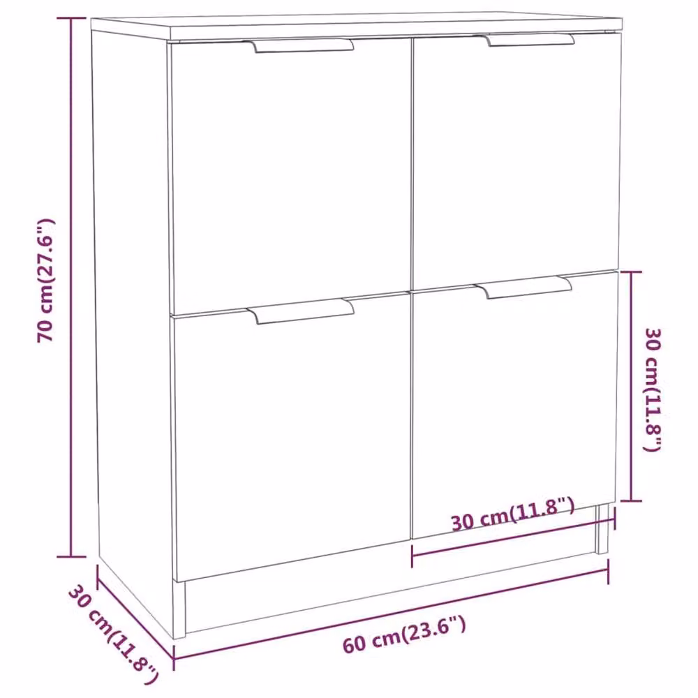 Berkfield Home Sonoma Oak Sideboard in Beige, W/D/H: 60 x 30 x 70 cm – 3