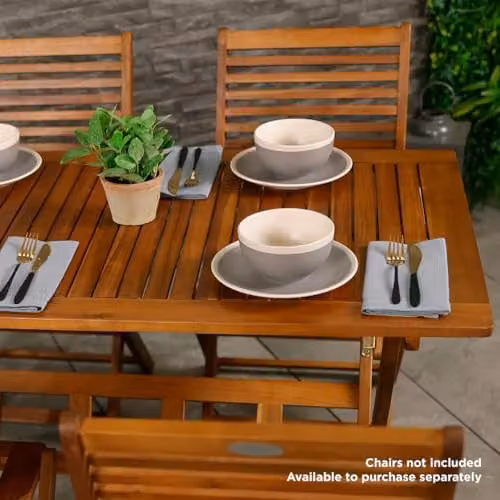 Charles Bentley FSC Certified Acacia Wood Folding Rectangular Garden Table, Brown, W/D/H: 120 x 74 x 70 cm – 1