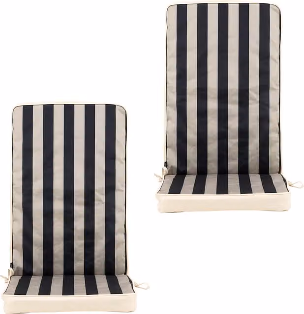 icon Reversible High Back Outdoor Seat Pad Set of 2 in Black and Multicolour Maritime Design