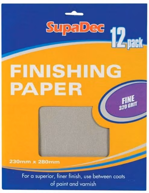 SupaDec Grey Sandpaper, Pack of 12