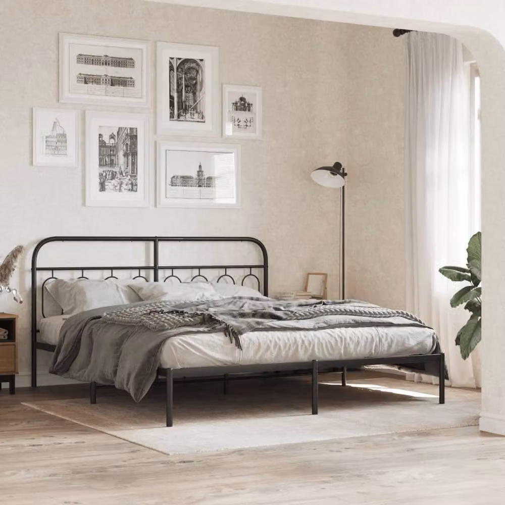 Berkfield Home Classic Metal Headboard in Black, 193 cm – 3