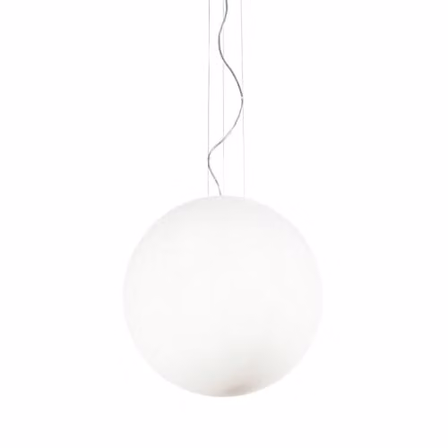 Ideal Lux Map SP1 D50 White and Chrome Glass Sphere Pendant Light with E27 Socket