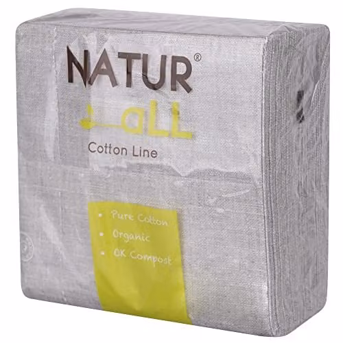 Iron Mountain NaturAll Biodegradable and Compostable Sustainable Cotton Napkins, Silver, Pack of 50