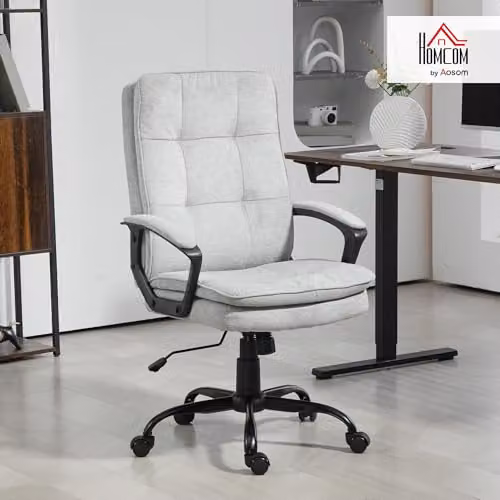 HOMCOM Grey Fabric Executive Office Chair with Armrests and 360 Degree Swivel, W/D/H: 70 x 70 x 120 cm – 2