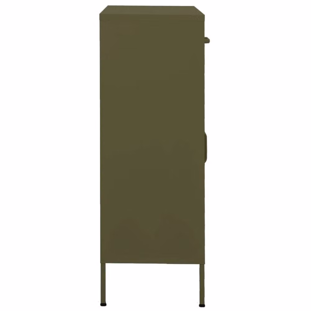 Berkfield Home Metal Storage Cabinet in Olive Green, W/D/H: 80 x 35 x 101.5 cm – 2