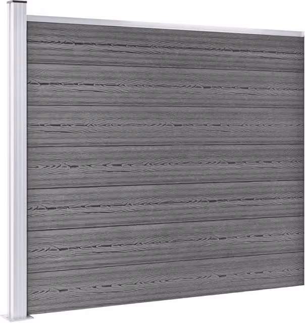 Berkfield Home Durable WPC Fence Panel Set, Grey, W: 526 cm, H: 146 cm – 1
