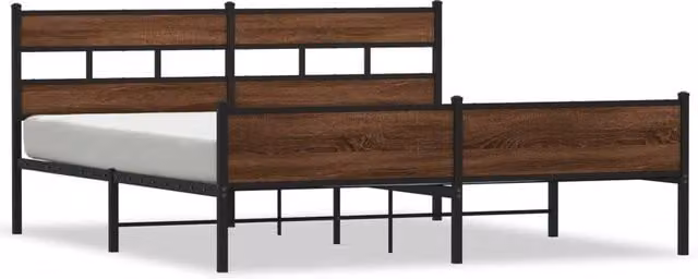 Berkfield Home Metal Bed Frame in Brown Oak, Super King, 180 x 200 cm – 1