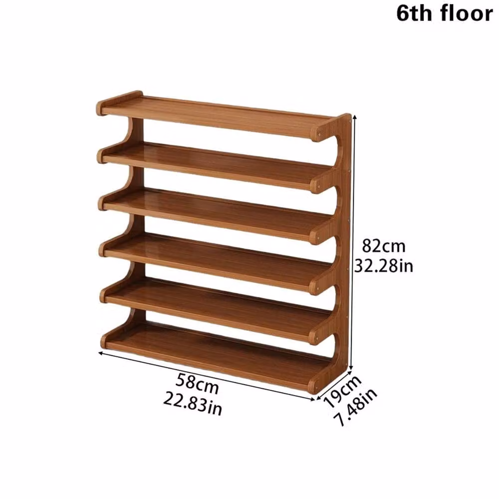Nordara 6 Tier Wooden Shoe Rack in Brown, Width: 60 cm – 2