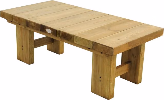 Forest Garden Low Level Sleeper Table, Brown, W/D/H: 120 x 40 x 45 cm