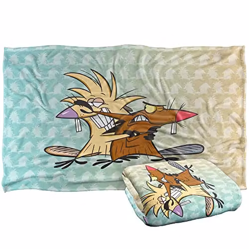 Angry Beavers Nickelodeon Silky Touch Super Soft Fleece Throw Blanket, Multicolour, W: 91 cm, D: 147 cm – 1