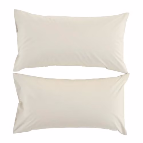Christy Set of 2 Organic Cotton Percale King Pillowcases in Beige