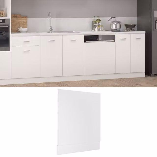 Berkfield Home White Dishwasher Panel, W: 59.5 cm, D: 3 cm, H: 67 cm