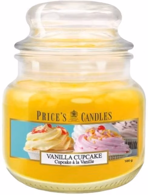 Price's Candles Vanilla Cupcake Scented Jar Candle, Yellow, Small