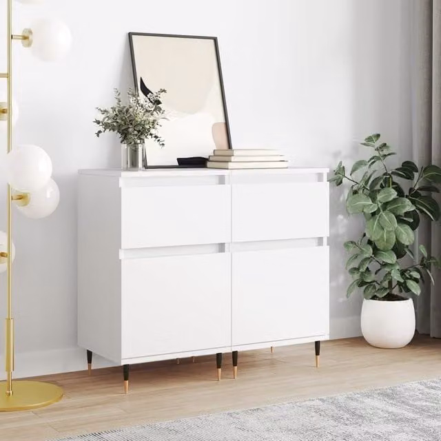 Berkfield Home Set of 2 White Classic Sideboards, W/D/H: 40 x 35 x 70 cm