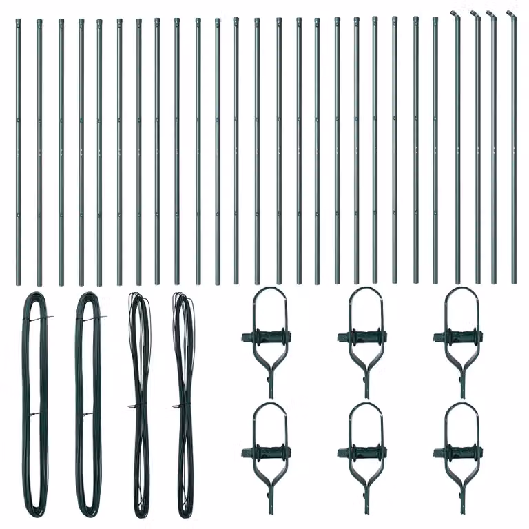 Berkfield Home 26-Piece Round Galvanised Steel Fence Posts in Green, H: 170 cm, Diameter: 3.2 cm