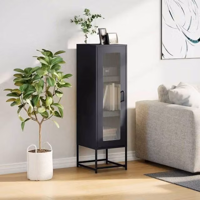 Berkfield Home Anthracite Highboard in Matt Metal, W/D/H: 36 x 39 x 123 cm