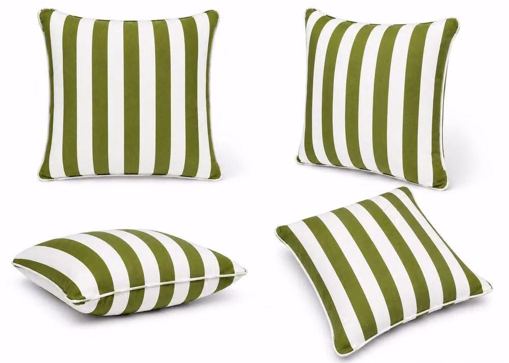 Glendale Garden & Leisure Ltd Green and White Striped Square Scatter Cushion – 2