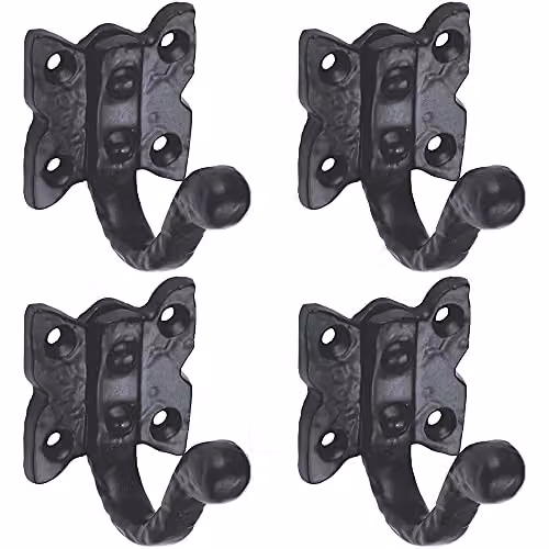 Loops 4 Pack Single Ornate Wardrobe Hook on Butterfly Backplate in Black Antique – 1