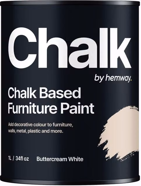 Hemway Chalk Based Furniture Paint in Flat Matt Buttercream White, 1 l