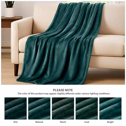Pamposh Green Flannel Fleece Throw Blanket, W/D/H: 130 x 150 cm – 8