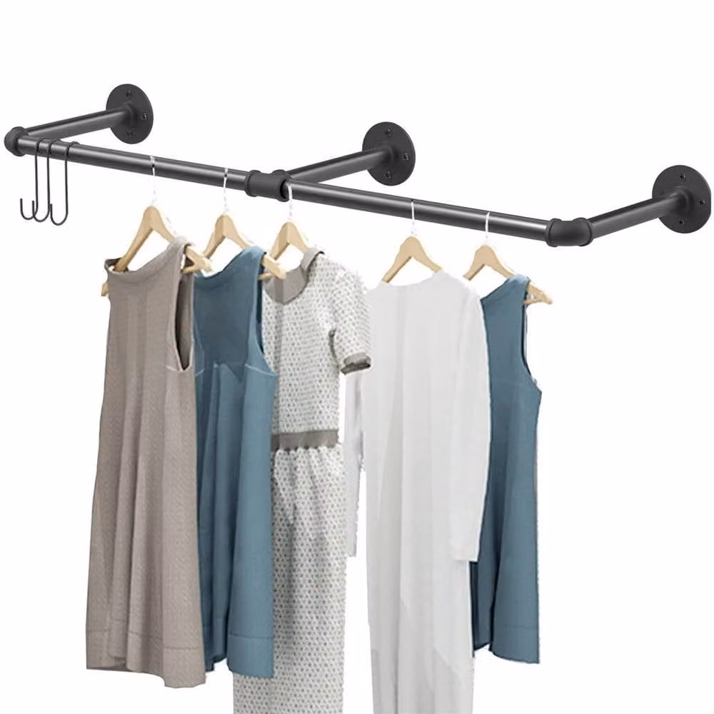 NESTLUNE Black and Gold Industrial Metal Clothes Rail, W/D: 100 x 15 cm – 3